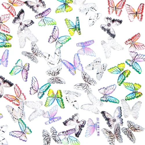 Vista 3 de 50 piezas de mini mariposas para manualidades, miniaturas de casa de muñecas, mini cosas de resina, mini mariposas diminutas para jardín de hadas