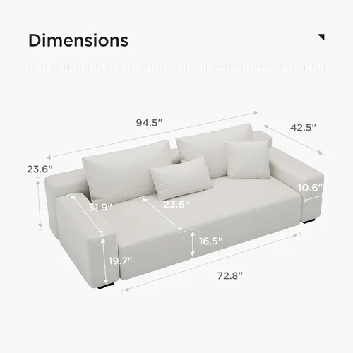 Vista 2 de Acanva Juego de sofá seccional modular en forma de L de tamaño grande moderno para sala de estar, sofá de esquina de 4 plazas de estilo minimalista