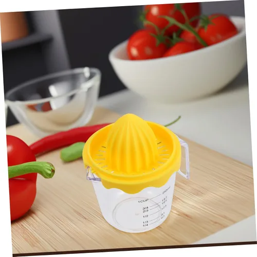 Vista 8 de VANZACK Mini exprimidor de limón portátil, exprimidor manual con mango y taza medidora para frutas cítricas, fácil de usar y extractor ligero