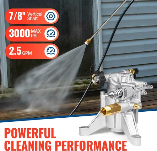 Vista 2 de YAMATIC 7/8" Shaft Vertical Pressure Washer Pump 3000 PSI 2.5 GPM Plateado