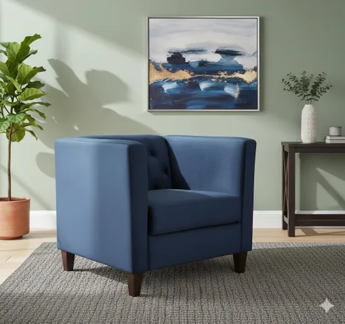 Vista 30 de Container Furniture Direct Sofá clásico de oficina tapizado de terciopelo de tres plazas con capitoné, cómodo sofá de oficina para espacios grandes