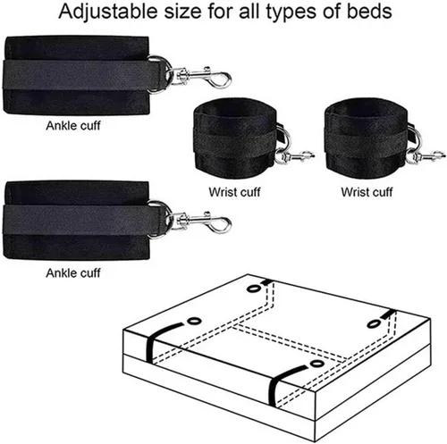 Vista 2 de Kits de sujeción sexual para adultos, correas de amarre sexuales para adultos, juego para adultos debajo del colchón, resistente al colchón, kit