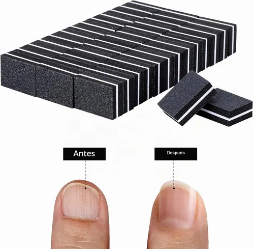 Vista 6 de 100 unidades de mini amortiguadores para uñas de grano 180/100 para uñas acrílicas para el cuidado de las uñas (negro)