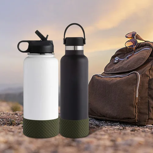 Vista 6 de WUQID Protector para Botella de Agua, Protector de Silicona con Diseño de Diamante Compatible con Vaso Stanleyy de 20-40oz y Botella Hydroo Flask