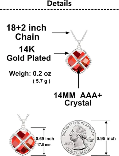 Vista 3 de Juego de collar colgante de cristal de 0.551 in para mujer, chapado en globo, joyería de disfraz