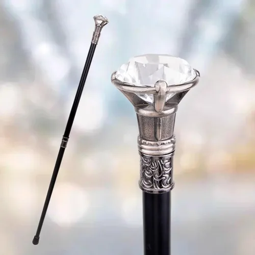Vista 2 de Gentleman's Stick-Diamond Head - Bastones de proxeneta de 36" plateado