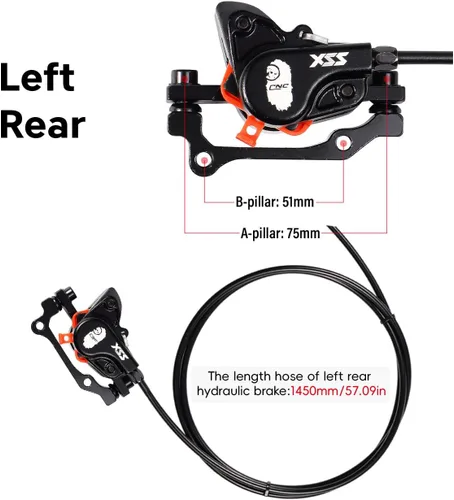 Vista 5 de CNC MTB Juego de Frenos de Disco Hidráulicos, Frenos de Disco Hidráulicos para Bicicleta de Montaña CNC Derecha Delantero 800mm Izquierda Trasero