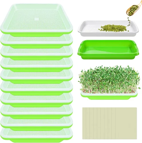 Vista 13 de Legigo Paquete de 2 Bandejas Germinadoras de Semillas con Tapas - Bandeja de Germinación de Cultivo Sin Suelo, Bandejas de Cultivo de Microvegetales