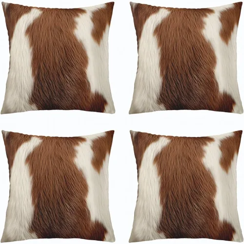 Vista 3 de Feelyou Juego de 2 fundas de almohada de piel de vaca, estilo occidental, rústico, para decoración del hogar, sala de estar, funda de cojín
