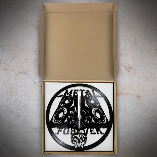 Vista 7 de Reloj de pared de música de metal pesado, 12 pulgadas, 7 tipos de reloj de pared LED de música rock, reloj de pared de cuarzo silencioso sin tictac