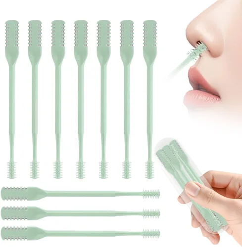 Vista 23 de Cortador de pelo nasal 2 en 1, recortador manual de doble cara con cepillo, cuchillo de nariz giratorio de 360° para hombres y mujeres, herramienta