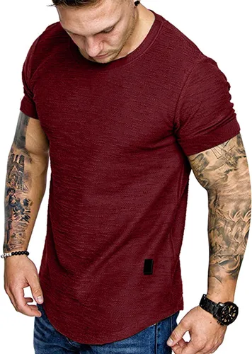 Vista 19 de Camiseta de Moda para Hombre, Camiseta Muscular de Gimnasio, Entrenamiento, Camiseta Atlética de Algodón, Camiseta Superior 240-azul