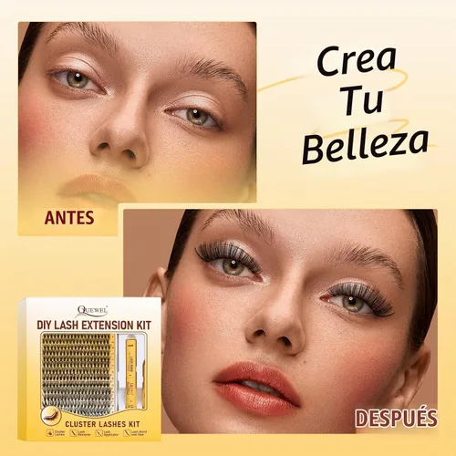 Vista 6 de Kit de racimos de pestañas QUEWEL, 320 piezas, extensiones de pestañas en racimo de 30D, racimos de pestañas de 9-16mm, kit de pestañas dispersas