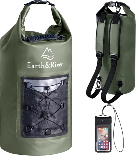 Vista 27 de EARTH&RIVER Mochila seca impermeable de alta calidad, extra gruesa, protección para todas las actividades acuáticas y campamentos, bolsa seca ligera