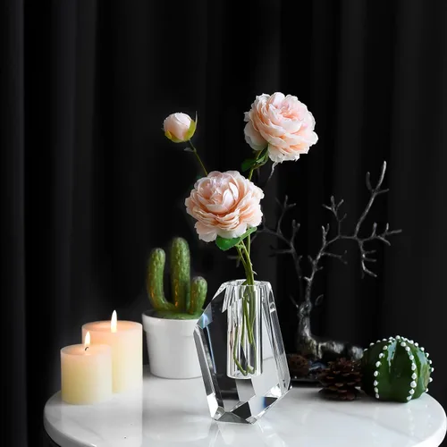 Vista 2 de Los jarrones de cristal se pueden inclinar, sala de estar, decoración de centros de mesa de comedor, botella de aroma (3.5 x 5.9 pulgadas)
