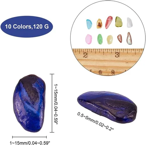 Vista 2 de SUPERFINDINGS 120G 10 colores pequeñas conchas naturales trituradas relleno de resina de conchas teñidas piezas de conchas irregulares rebanadas