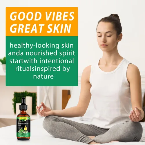 Vista 5 de Aceite de ricino negro jamaicano, 100% puro y orgánico, prensado en frío en botellas de vidrio para el crecimiento del cabello, nutrición de cejas e