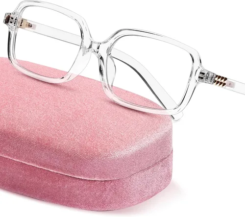 Vista 11 de livho Blue Light Glasses for Women – Y2K Aesthetic Frame with Blush Pink Case, 90s Vibe for Screen Time Blue Light Blocking