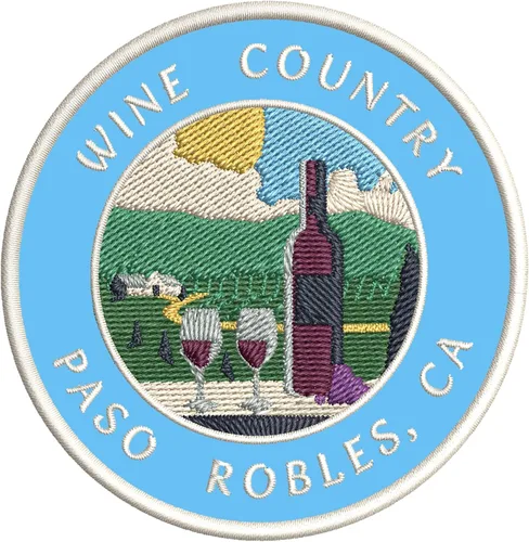 Vista 4 de Vinyard - Wine Country - Paso Robles, California 3.5 pulgadas bordado DIY hierro o coser parches decorativos vacaciones aventura tema novedad