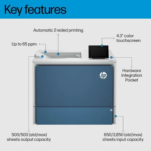 Vista 4 de HP Impresora Color LaserJet Enterprise 6701dn, mejor para negocios, (58M42A)