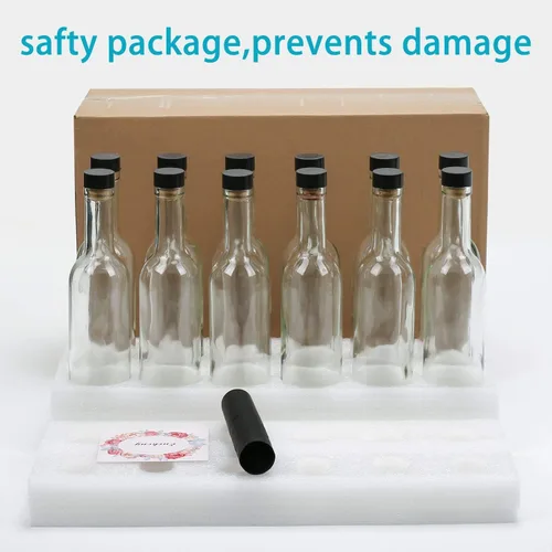 Vista 7 de Paquete de 12 botellas de vidrio de 12 onzas con tapas de corcho, botellas de vino vacías de 12.7 fl oz Clear Home Brewing - Botellas de licor