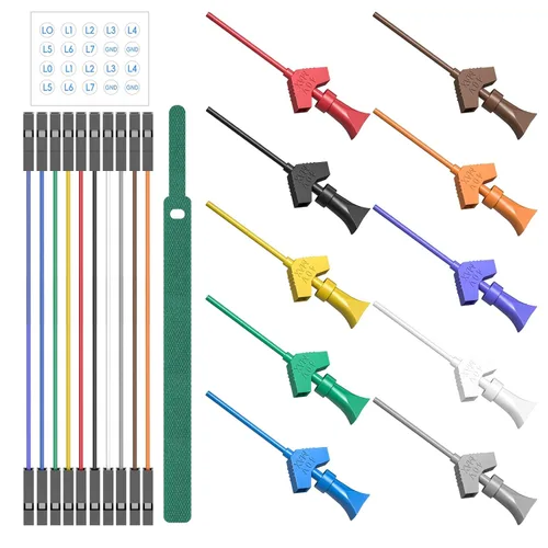 Vista 8 de Goupchn Clips de gancho de prueba SMD IC con cables de puente de silicona Kit de cables de prueba para analizador lógico 5