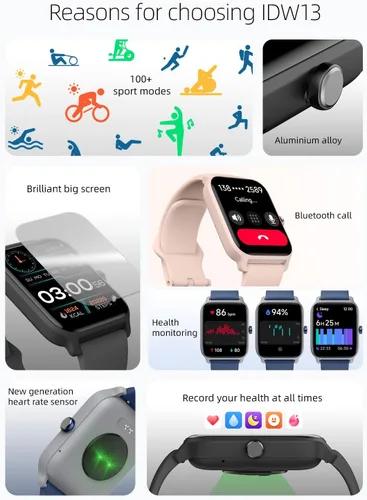 Vista 2 de OCTANDRA Move 2 VeryFit 1.8" Reloj inteligente Bluetooth Responde llamadas Alexa Monitor de frecuencia cardíaca Saturación de oxígeno en sangre