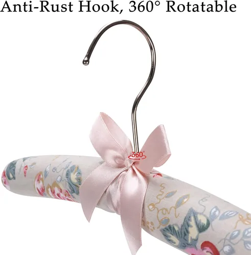 Vista 3 de NEOVIVA Perchas acolchadas para ropa de mujer, perchas acolchadas con estampado floral para mujer, sin ganchos de hombro para adultos, perchas