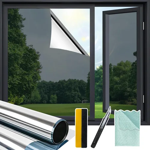 Vista 19 de Niviy - Película de ventana de vitral con herramientas de instalación, película de ventana de arcoíris con bloqueo de calor para puertas de vidrio