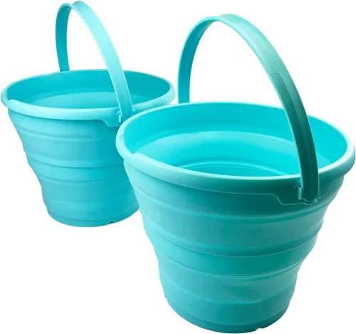 Vista 11 de SAMMART Cubo de plástico plegable de 10 L (2.6 galones), bañera redonda plegable, cubo de agua portátil para pesca, bote de agua para exteriores