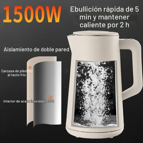 Vista 4 de Tetera eléctrica de 1,5 L, control de temperatura, color blanco Blanco crema