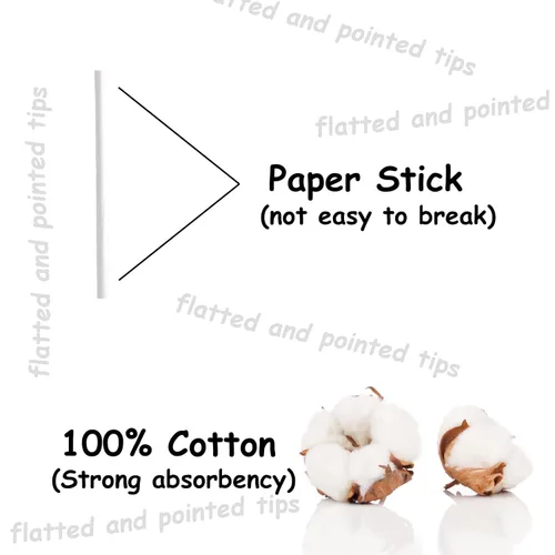 Vista 5 de Hisopos de algodón grueso con palo de papel con punta de precisión y aplanada, 375 piezas, excelentes herramientas de belleza para maquillaje eficaz