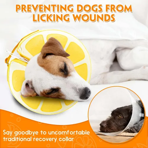 Vista 4 de Cono inflable para perro, collar inflable protector para perros pequeños, alternativa suave y ajustable al cono para mascotas después de la cirugía