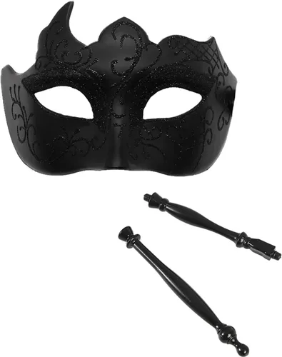 Vista 2 de Masquerade Mask for Men Handheld Venetian Mask Halloween Mask for Party Prom Ball Costume Mask