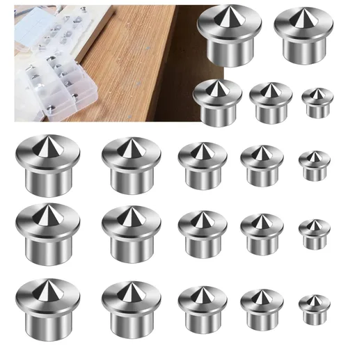 Vista 8 de Juego de 10 centros de clavija de acero inoxidable para perforar agujeros con punta afilada para herramientas de carpintería, clavijas sólidas
