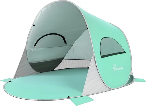 Vista 19 de WolfWise carpa para playa desplegable fácil de armar con FPS 50+, brinda sombra y protección al instante Azul