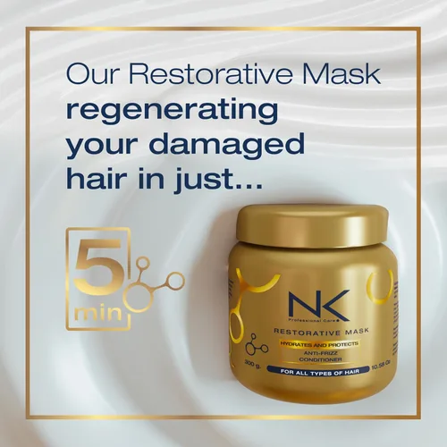 Vista 4 de NK Professional Care – Mascarilla Restauradora – Hidratación y Protección – Anti-Frizz y Acondicionador con Niacinamida, Pantenol, Vitamina C