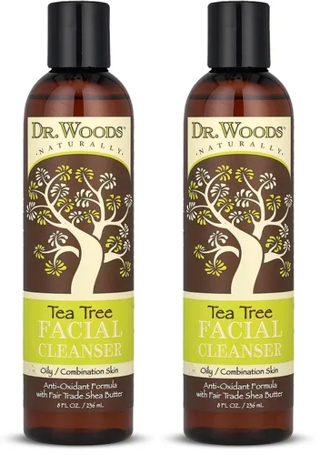 Vista 7 de Dr. Woods Limpiador facial líquido de árbol de té, fabricado con manteca de karité orgánica, aceite de árbol de té natural para hombres y mujeres