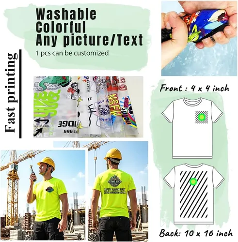 Vista 2 de Camiseta Hi Vis con tira reflectante de alta visibilidad, camisetas de seguridad personalizadas para tu logotipo, camisas de trabajo al aire libre