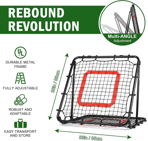 Vista 7 de BaseGoal Baseball and Softball Rebounder Net,Baseball Rebounder,Volleyball Rebounder,Pitch Back Net,Multi-Sport Training Rebound Screen,with