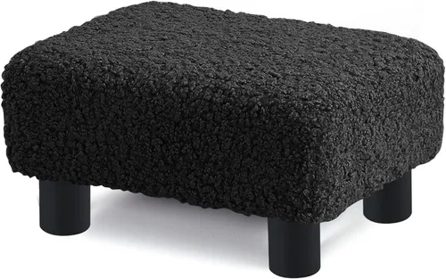 Vista 13 de BRIAN & DANY Taburete pequeño para pies, taburetes de lino con patas, reposapiés pequeño estable para sala de estar, beige