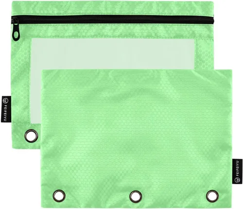Vista 25 de Gredecor Estuche para lápices con 3 anillos con cremallera negra, paquete de 2 unidades, organizador de carpetas transparentes para ventana escolar
