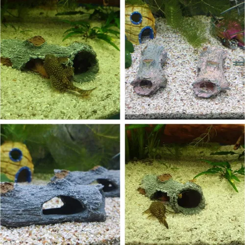 Vista 5 de Acuario de tronco de madera para acuario, decoración de tronco de árbol hueco, pecera, madera flotante, acuario, escondite, cueva, adorno