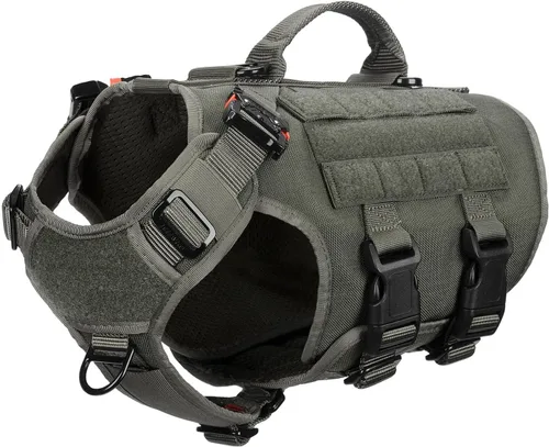 Vista 23 de ICEFANG GN3 Arnés táctico para perro con hebilla 6X, chaleco Molle para perro con asa, cobertura corporal 3/4, panel de gancho y bucle para parche