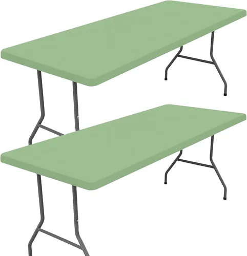 Vista 18 de Moosfor Paquete de 2 manteles rectangulares de elastano de 4 pies, elásticos y ajustables para pícnic, cubierta de mesa de patio elástica y lavable