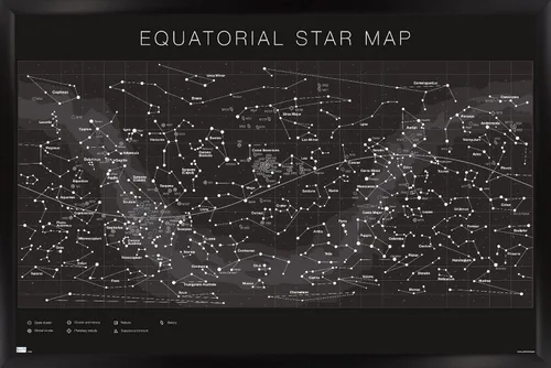 Vista 8 de Trends International Astrología - Póster de pared con mapa estelar ecuatorial, 14.725 x 22.375 pulgadas, versión enmarcada de madera de granero