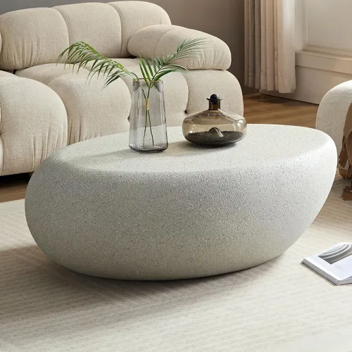 Vista 20 de WILLIAMSPACE Mesa auxiliar redonda de 15.75" con patrón de piedra de cemento para sala de estar, mesa auxiliar moderna circular de fibra de vidrio