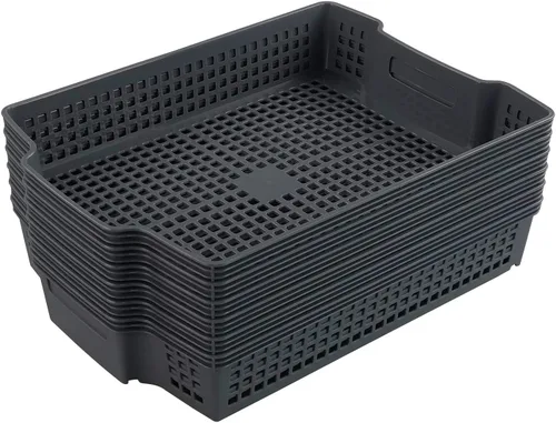 Vista 6 de Bandeja de almacenamiento de papel apilable de plástico gris, 6 paquetes