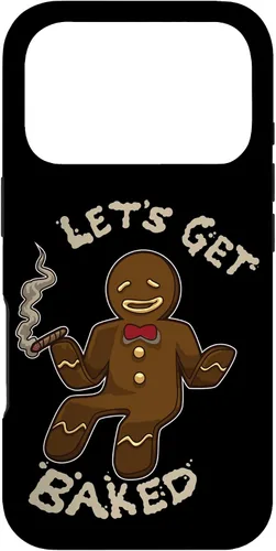 Vista 30 de Divertida funda navideña para iPhone 16 con diseño de pan de jengibre y marihuana