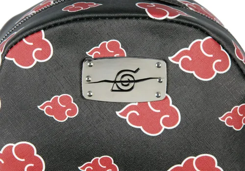 Vista 2 de Naruto Akatsuki Sasuke Red Cloud Anti Leaf Faux Saffiano - Mini mochila de piel sintética Negro - Mini mochila